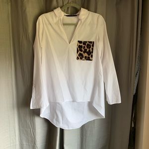 Zara tunic top with leopard detail